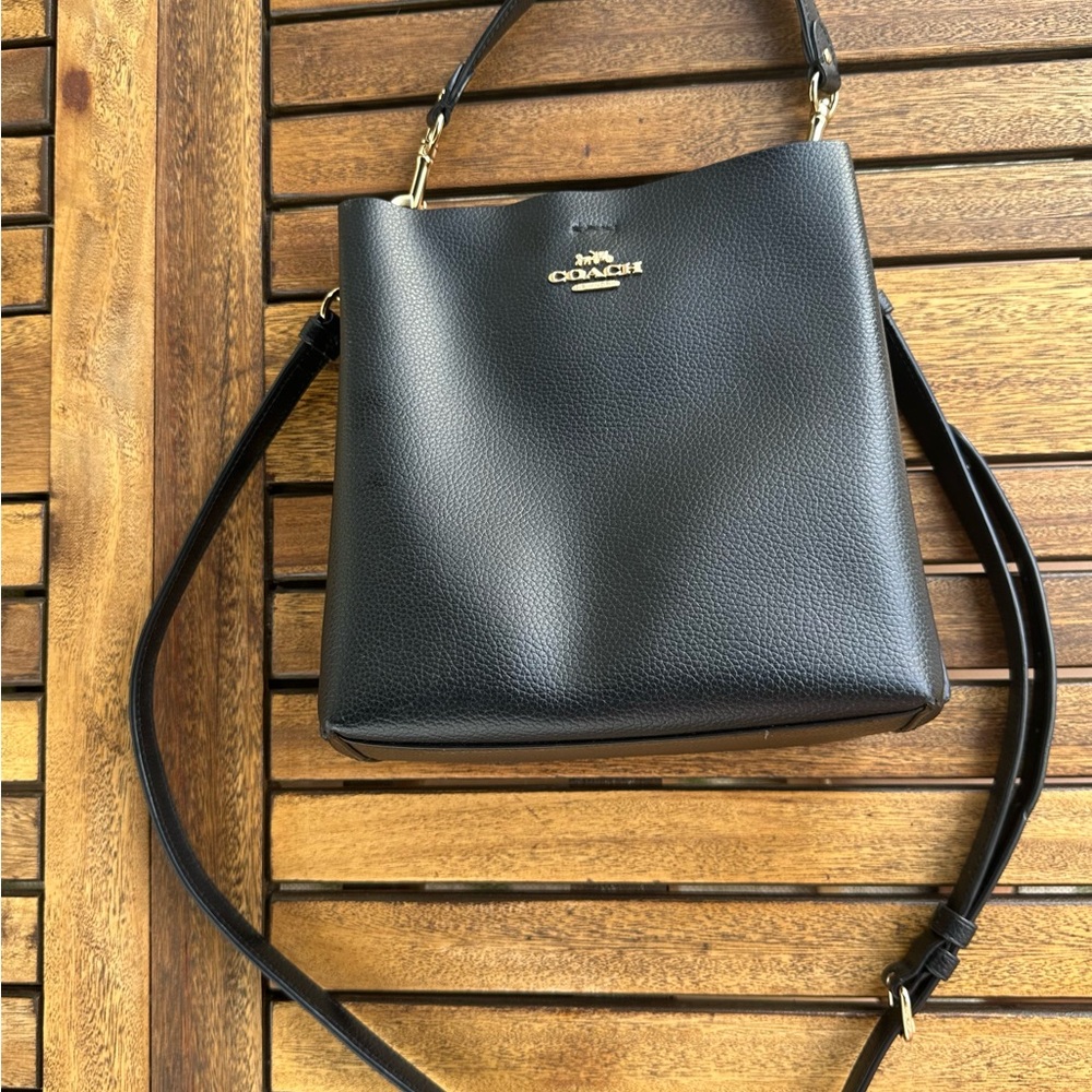 Coach Black Pebbled Leather Shoulder Bag